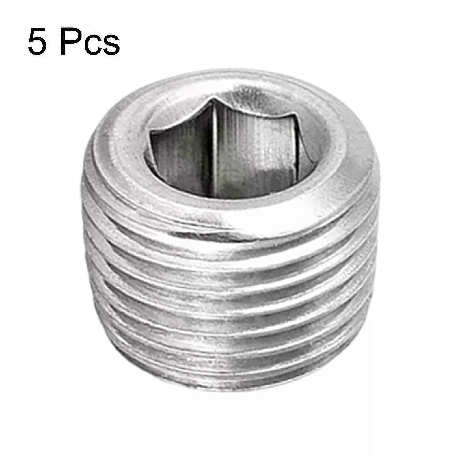 5x Hex Countersunk Plug Stainless Steel Pipe Fitting 1/8NPT Male Thread Socket - FFY