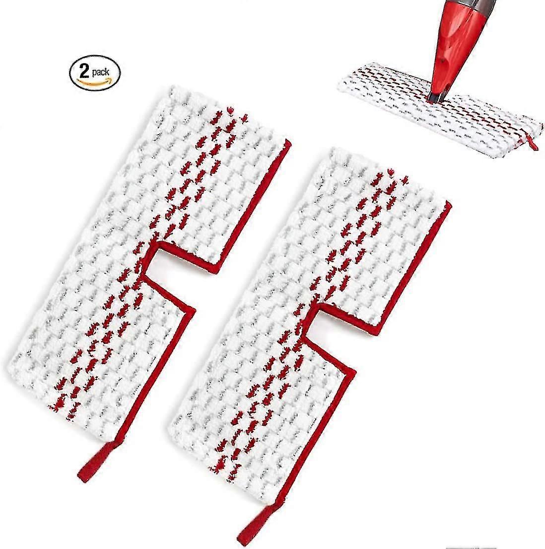 Microfiber Washable Spray Mop Refills Compatible With Promist Max, Reusable Pads Replacement Head(2 Pcs, Red And White)