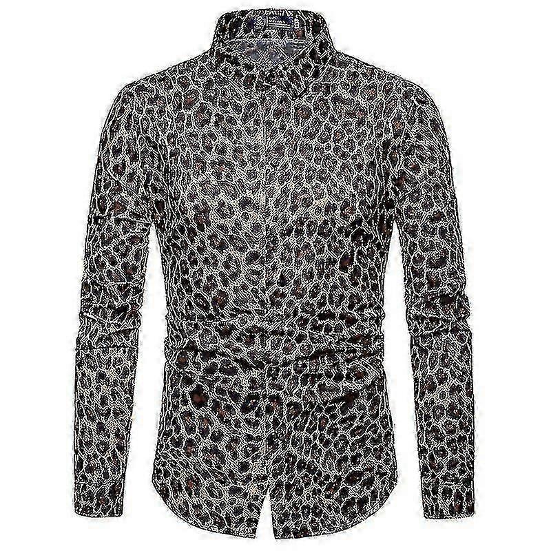 Mens Casual Leopard Print Pitkähihainen paita