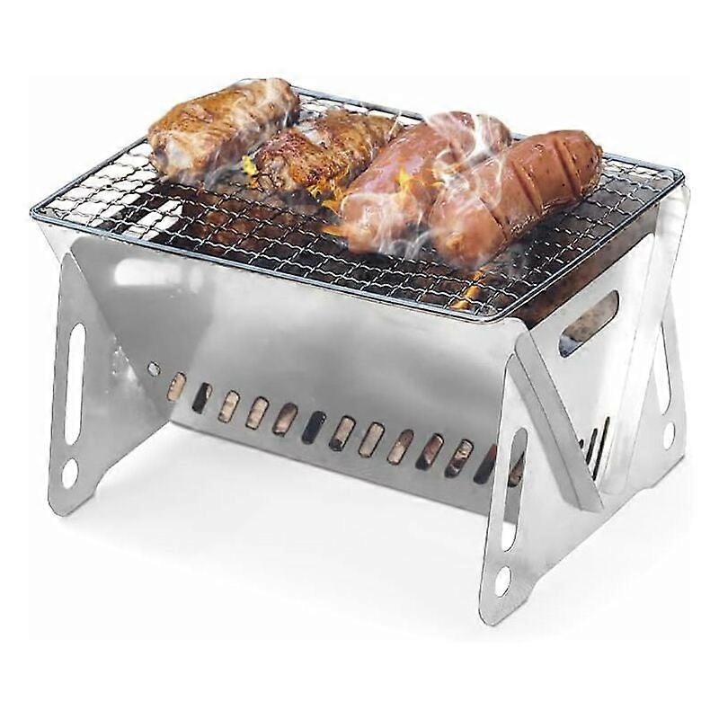 Foldable and mobile mini barbecue, cooking surface: approx. 16 cm x 21 cm, portable charcoal barbecue for 1-2 people (folded approx. 33 cm x 21 cm)