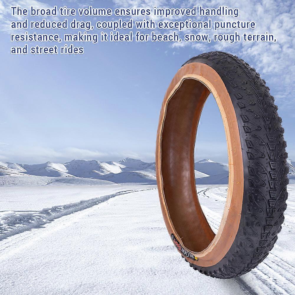 Pneu de bicicleta dobrável de borracha para neve e praia de 26x4,0 polegadas