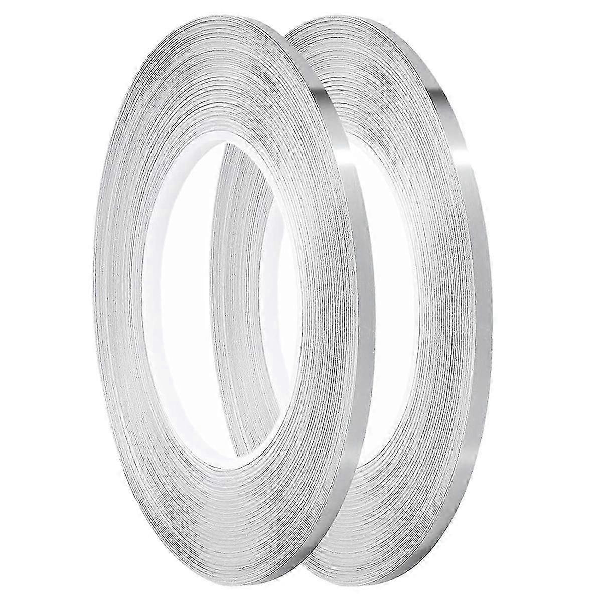Craft Stripe Tape,Self-Adhesive Pinstripe Tape,Gift Wrapping, Decorating Walls, 2Rolls,1/5Inx55Yd Each (Silver)