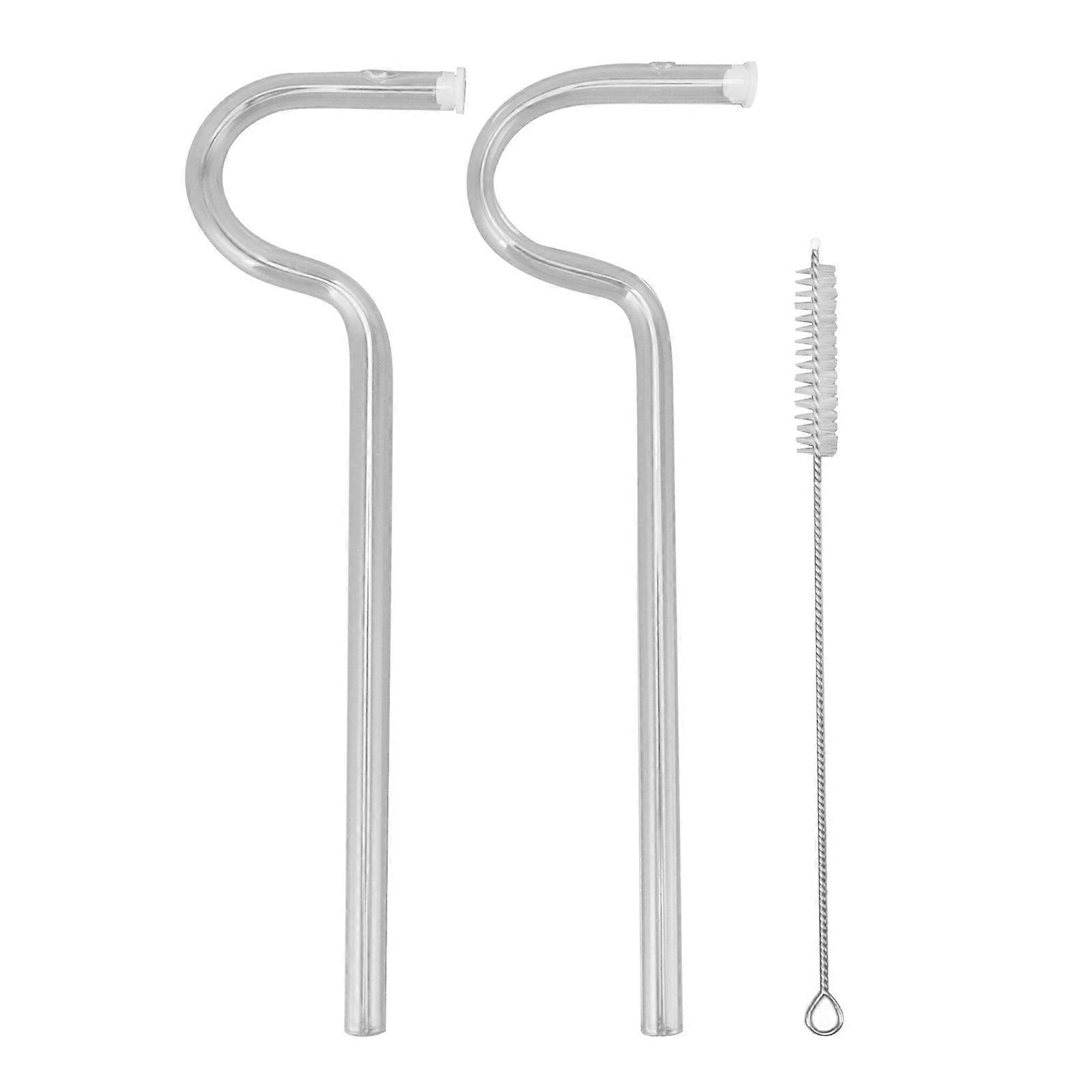 Flute Style Glass Drinking Special Shaped Transparent High Borosilicate Juice Straws with Cleaning Brush