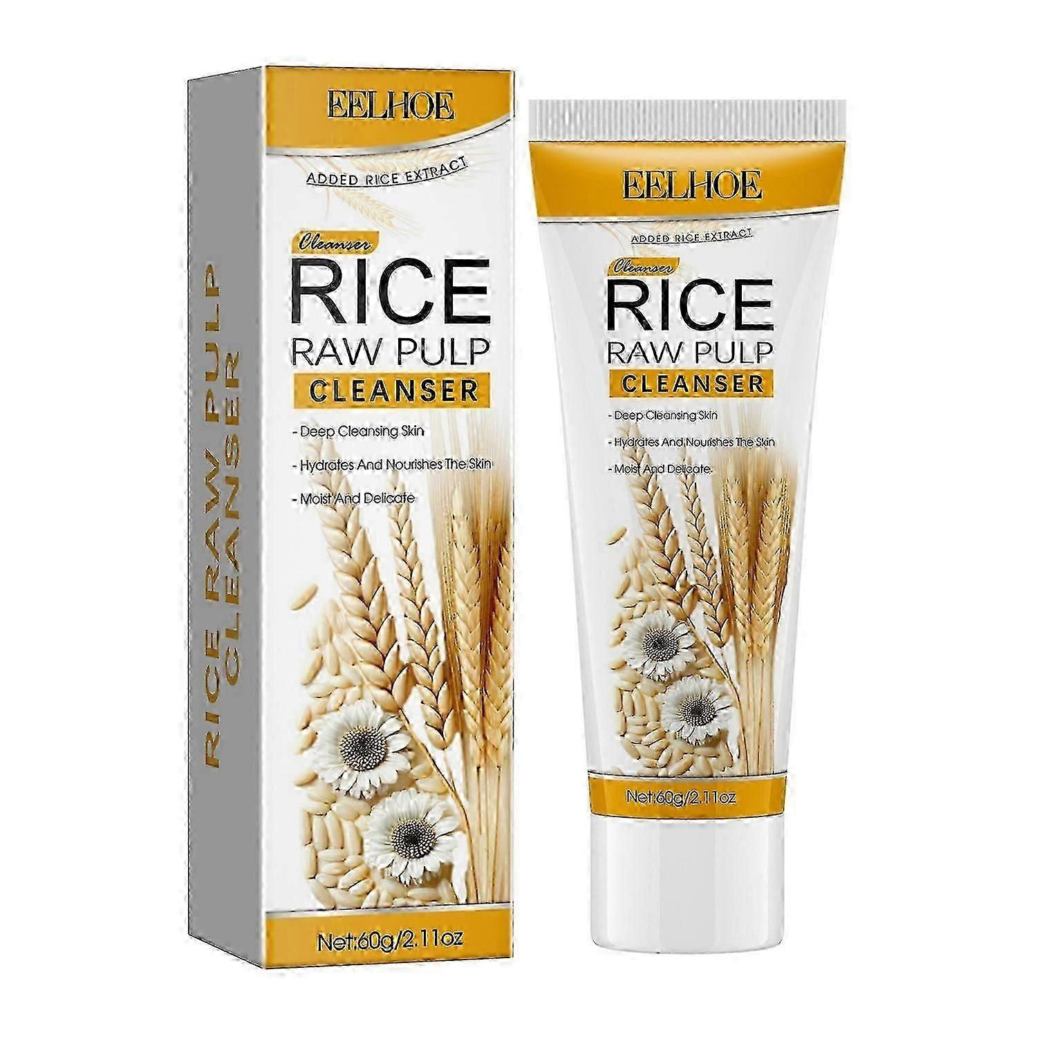 EELHOE Rice Raw Pulp Cleanser, Clear Pores And Lighten Dull And Delicate Skin Foam Cleanser