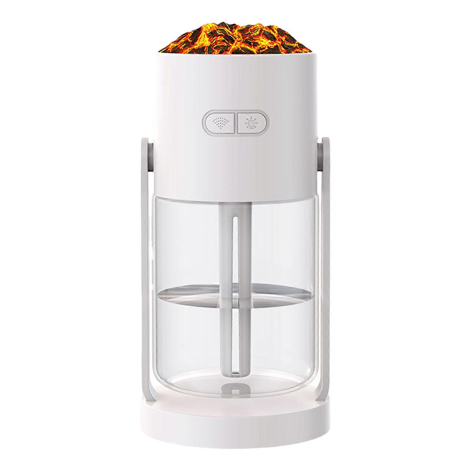 Ravistelupää vulkaaninen ilmankostutin autoon ja koteihin USB-virtalähde ja liekkiefekti kotitalouksien kosteuttava sumutin valkoinen