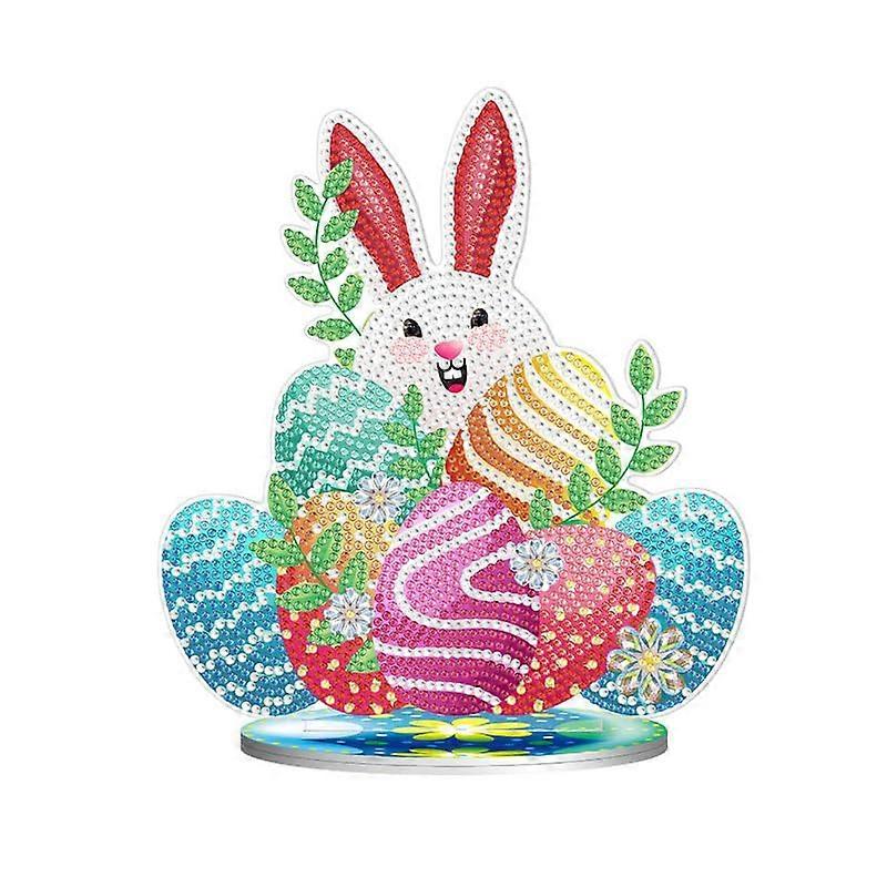 Easter Bunny Diamond Art Painting Kits for Desktop Decor, Colorful Egg Table Ornaments, Special Shape Home Office Decor