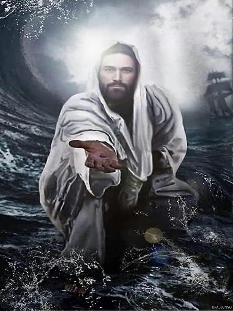 5D Jesus Diamond Painting Kits for Adults, 12x16 Inch Rhinestone Art for Home Wall Decor, Christian Gift Craft
