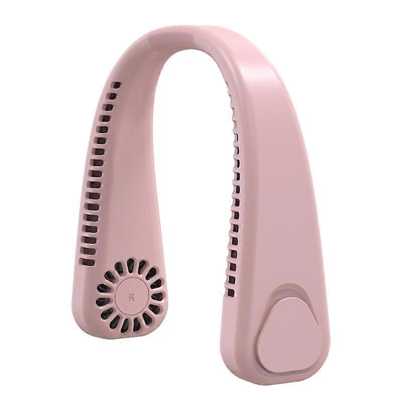 F2 USB Summer Air Cooling Neck Fan Leafless Hanging Neck Fan Bladeless Neckband Fan - Pink