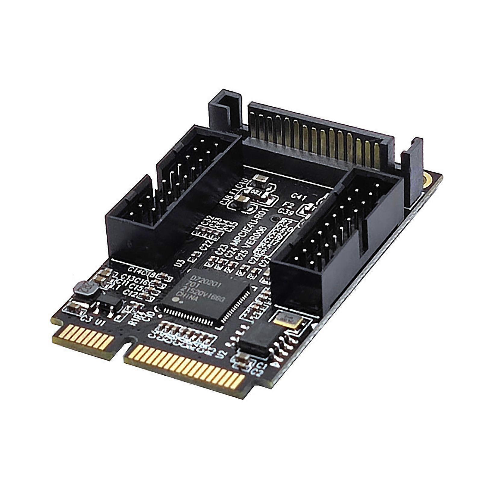 Mini PCIe to Dual 19-Pin Front Panel Extension Card Mini PCIE to USB3.0 Front PIN Head 19PIN Small 4-Pin/Sata Connector