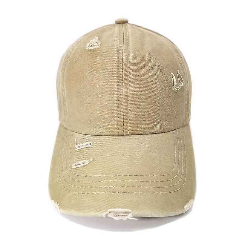 Neutral trend three-bar hole baseball cap solid color cotton sun hat household sun hat women's ponytail duckbill cap breathable