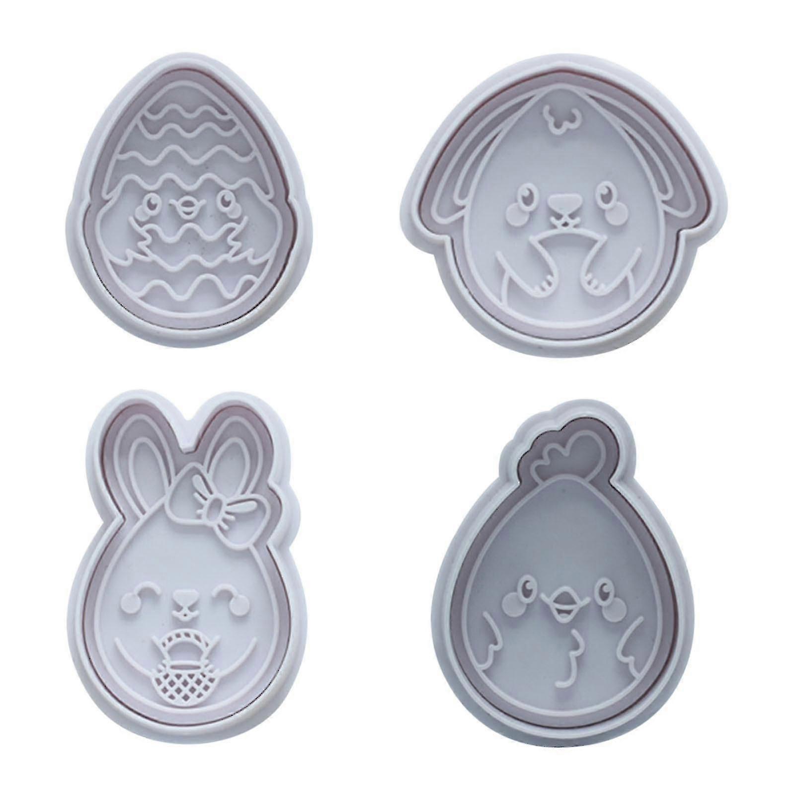 Cookie Fondant Stampers 4-piece Set Easter Day Cake Cookie Set Tools Q