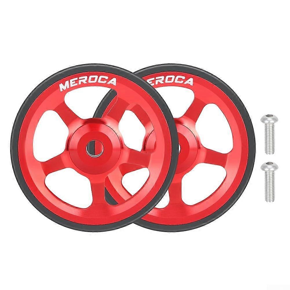 Folding Bike Accessories 60mm Single Wheels for Brompton and 3Sixty Aluminum Alloy with Rubber Tread Red Ref: 7274