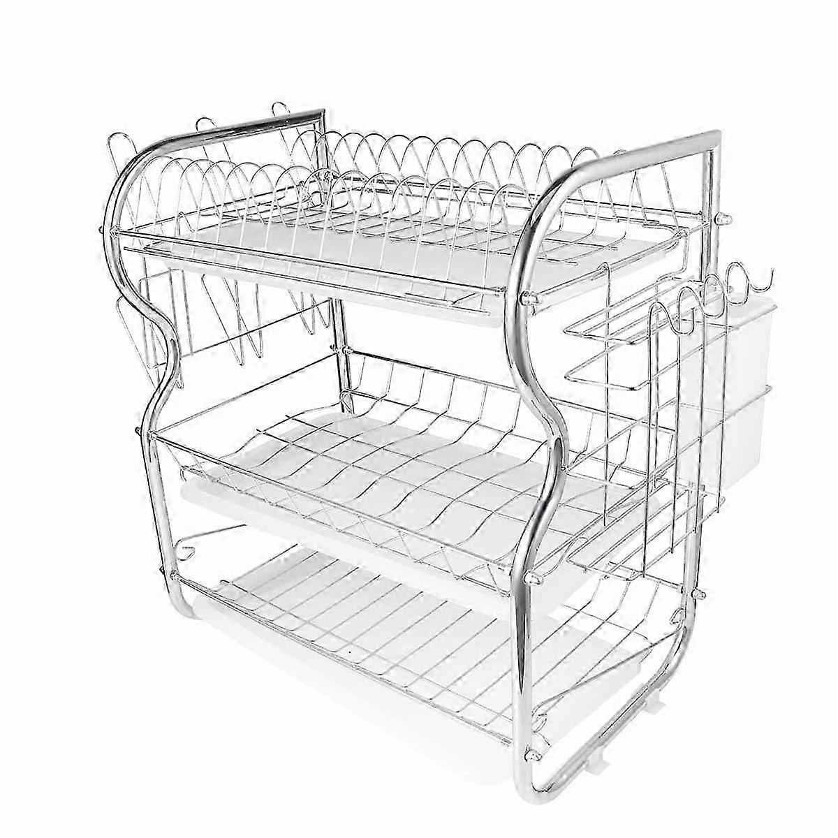 Scolapiatti in metallo a 3 livelli Sink Organizer 50x25cm argento