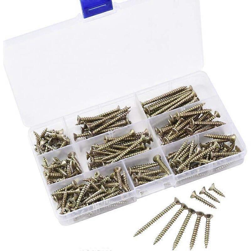 200Pcs Countersunk Cross Flat Head Universal Wood Screws