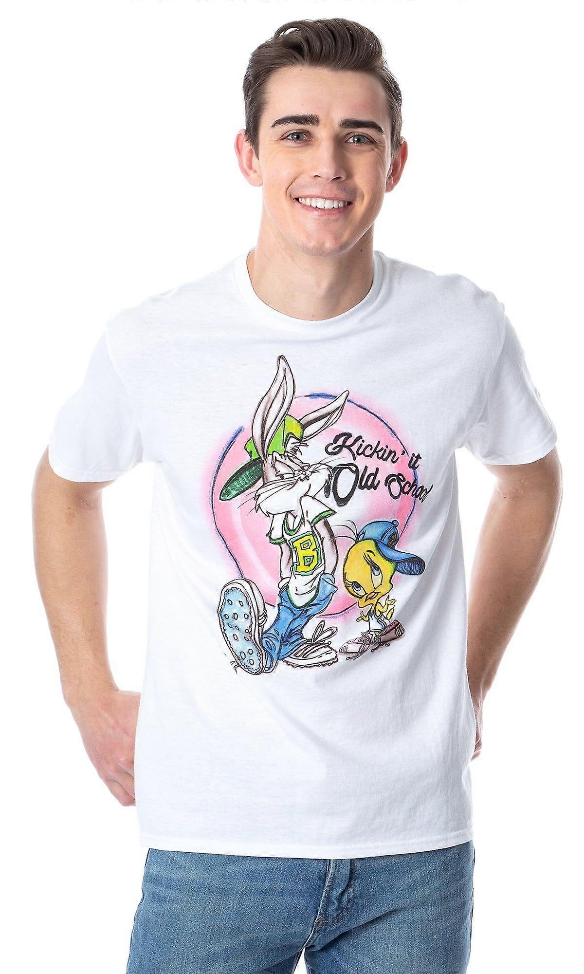 Looney Tunes Men's Tweety n' Bugs Kickin' It Old School Airbrush T-Shirt-Txa189ii1129