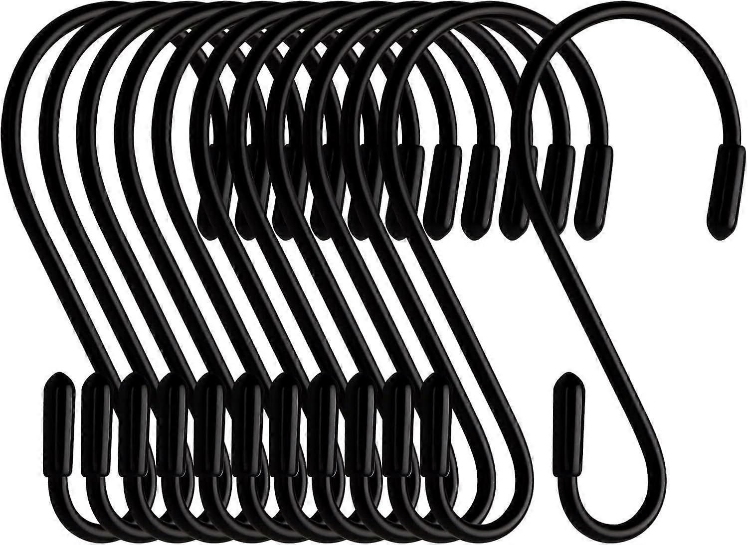 Hooks 12 Pack, Black, 8 Cm, S-Shaped, Max. Load: 5 Kg