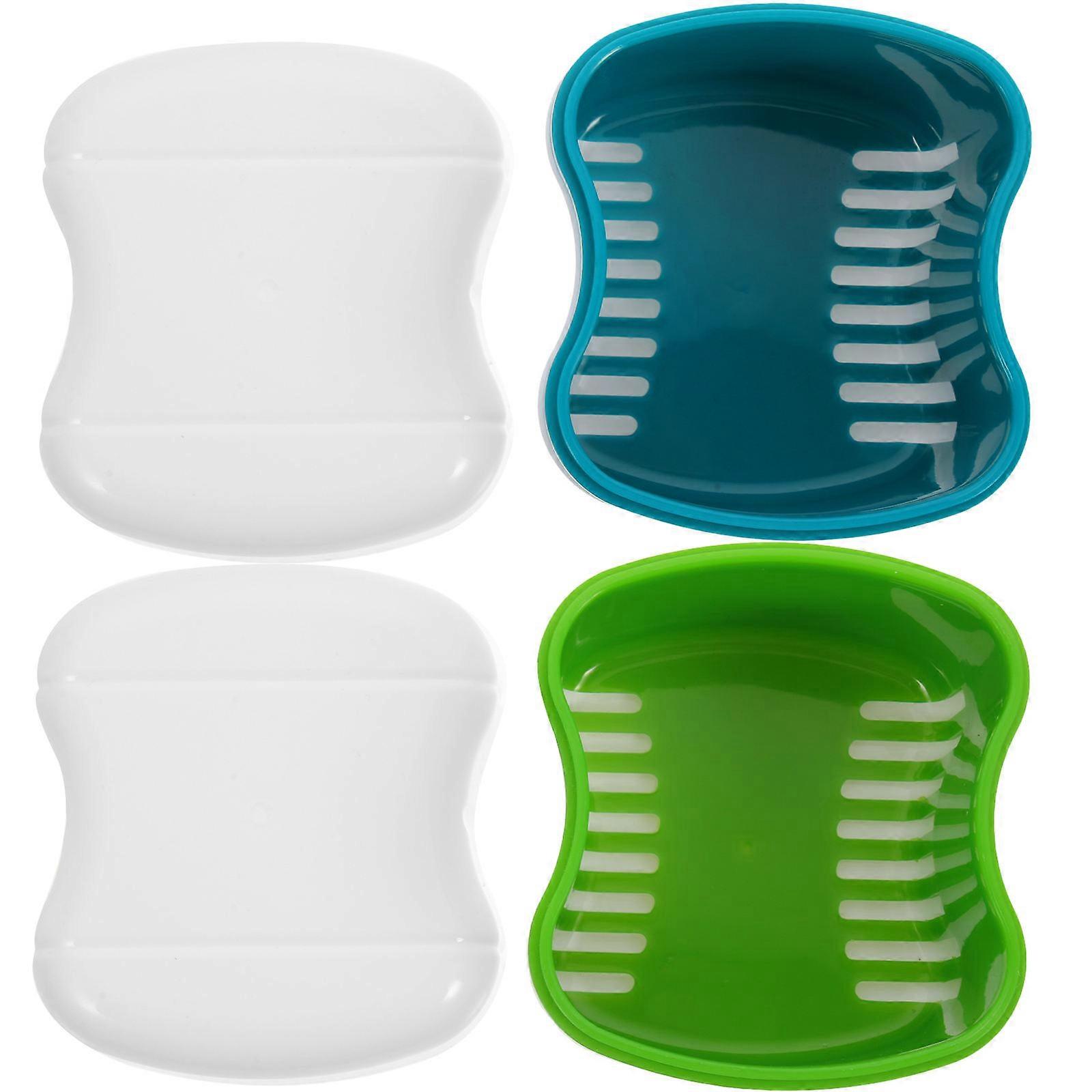 Denture Case with Integrated Rinse Basket, Practical Design for Efficient Cleaning