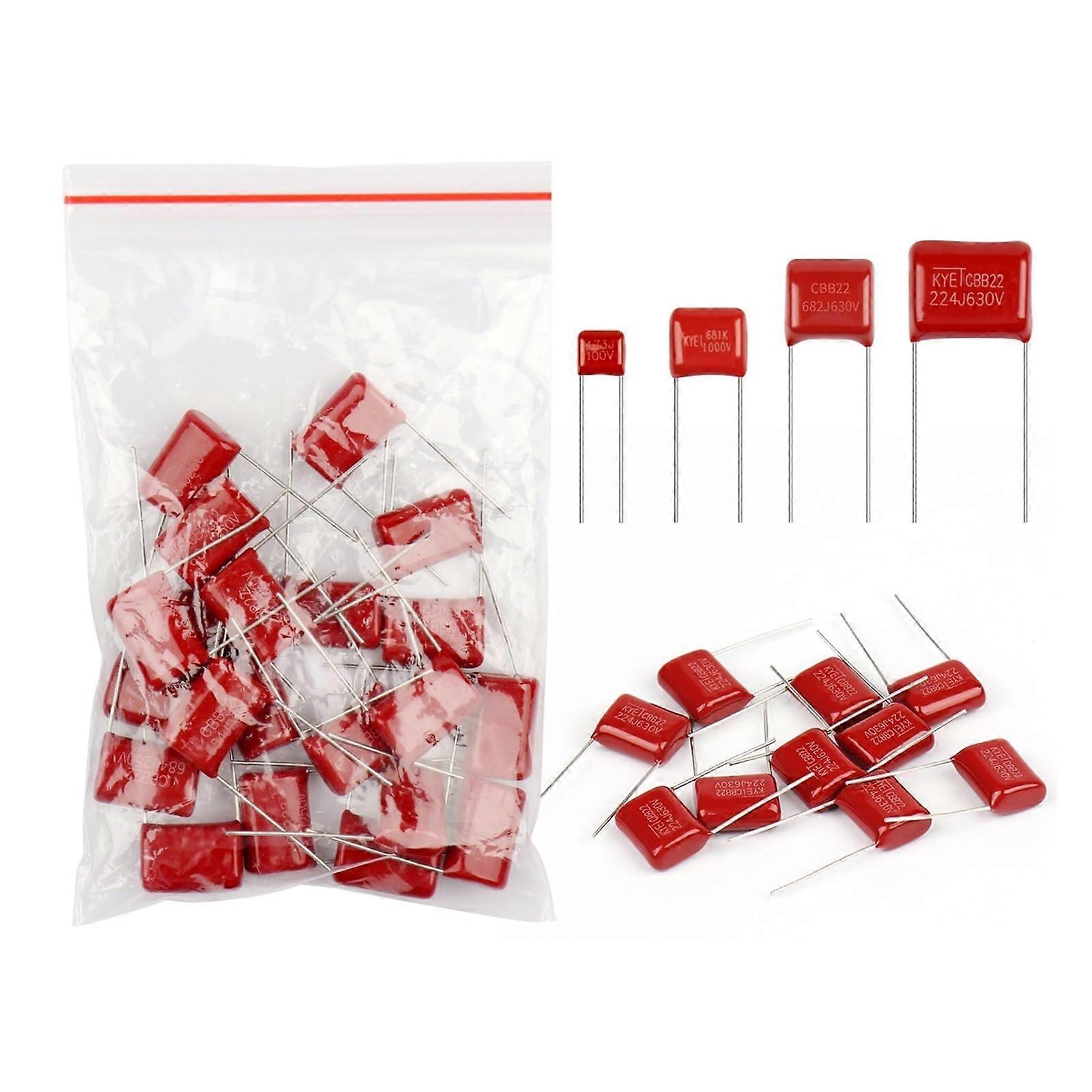 100Pcs CBB Metallized Polypropylene Film Capacitor 10Values x 10Pcs100Pcs Sample Kit 100V 103J 223J Assortment Kit Capacitance Meters Ref: 3135