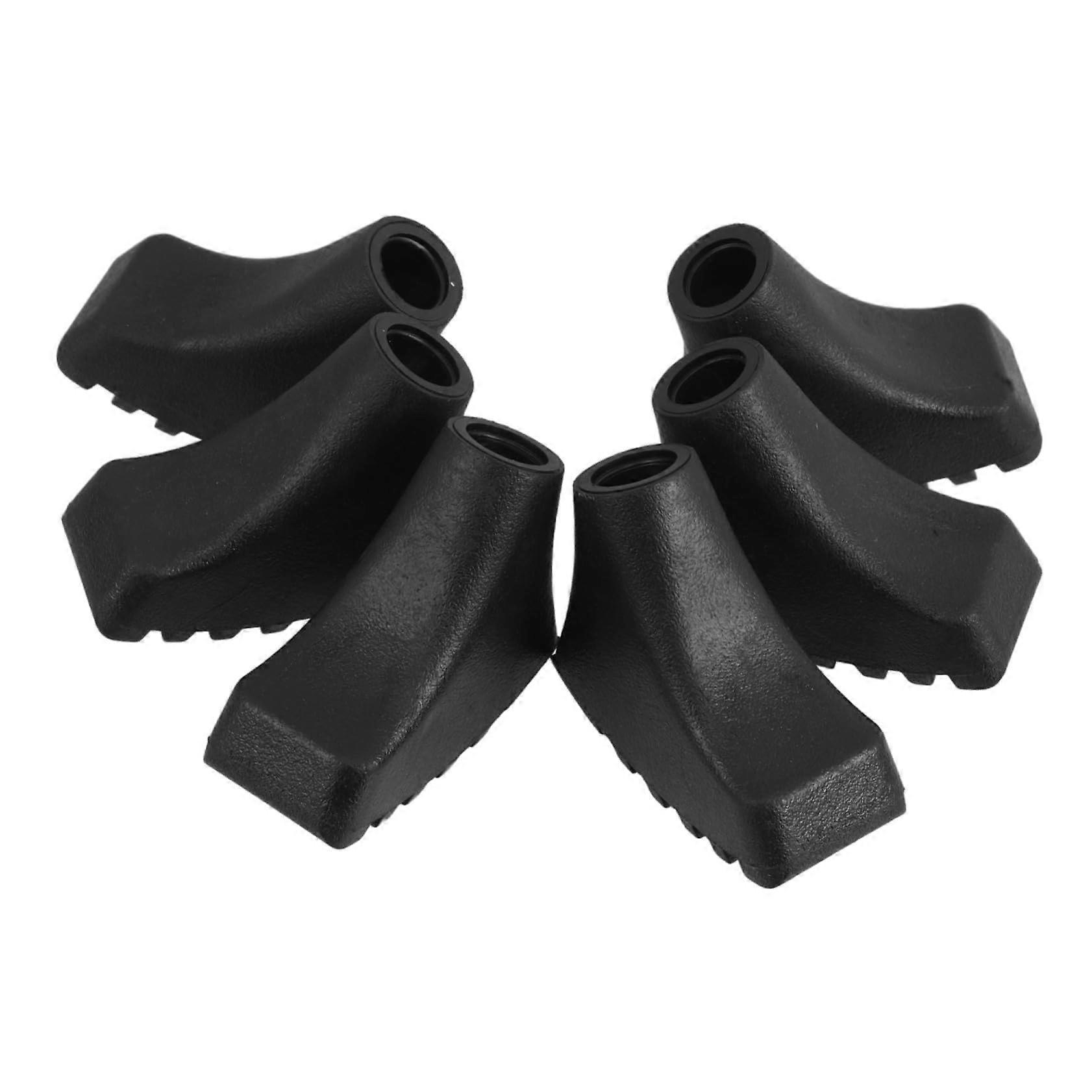 Trekking Pole Feet Protectors – 6 Durable Non-Slip Rubber Tips for Hiking Poles and Canes, All-Terrain Compatibility