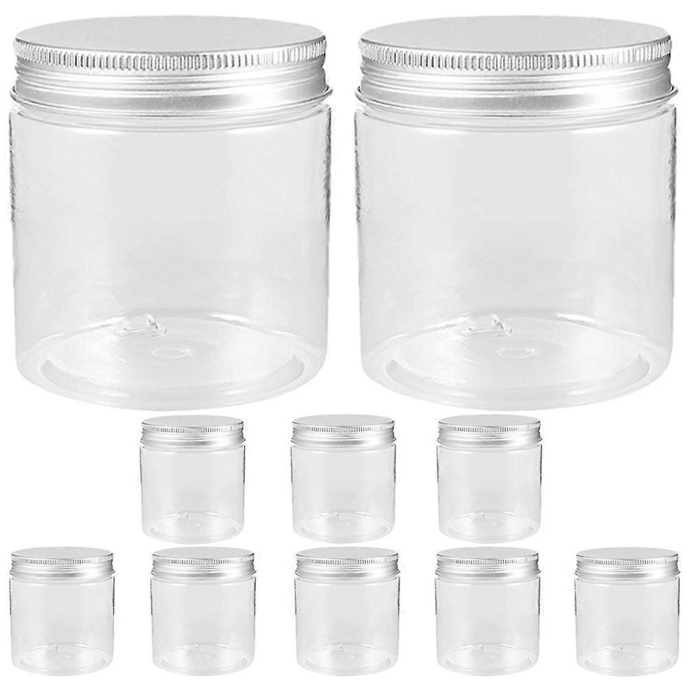 Airtight Jar Small Round Jars With Lids Transparent Silver 9x7cm 250ml Storage Reusable 10Pcs
