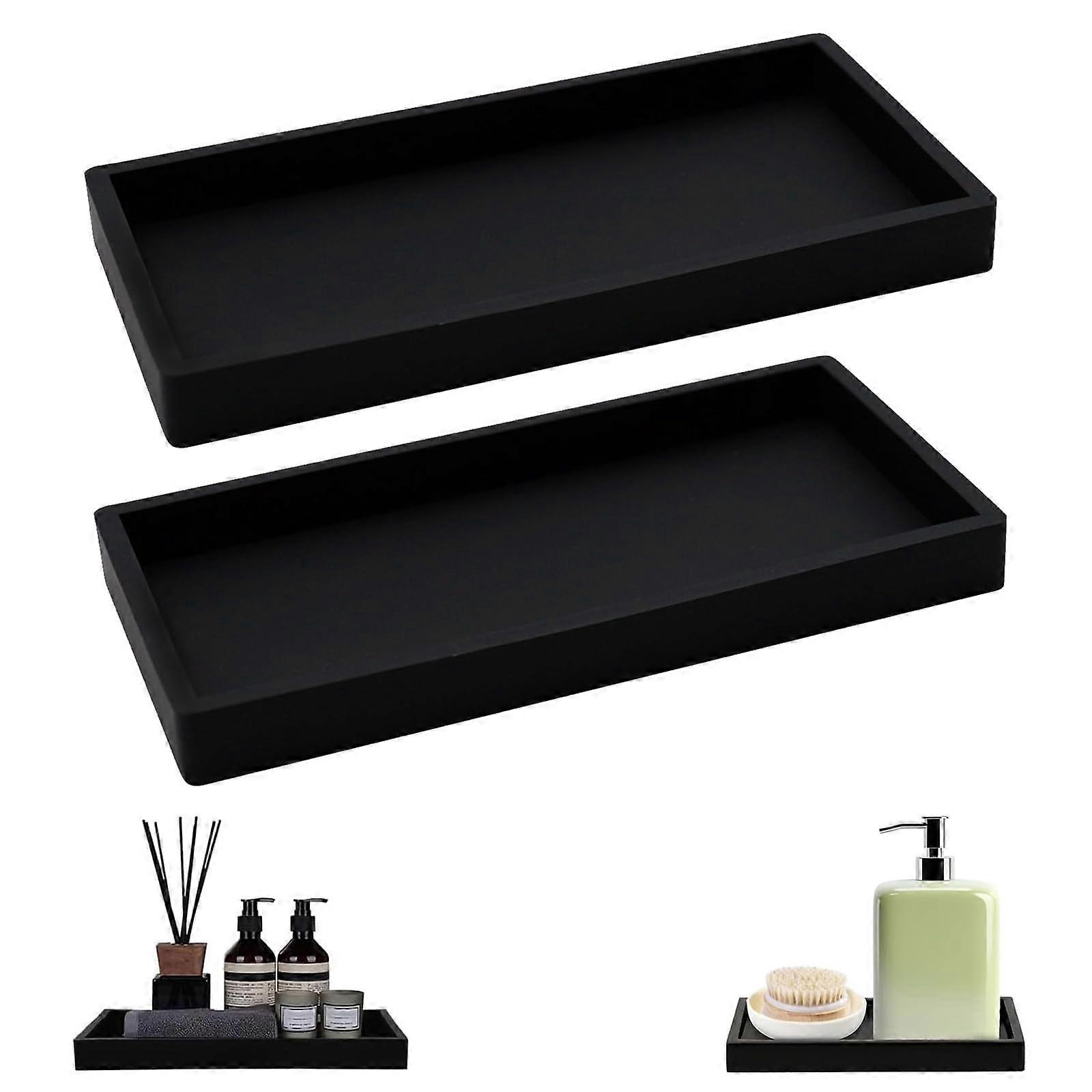 1 pcs Black Rectangular Decorative Tray, Bathroom Tray,20 * 10cm