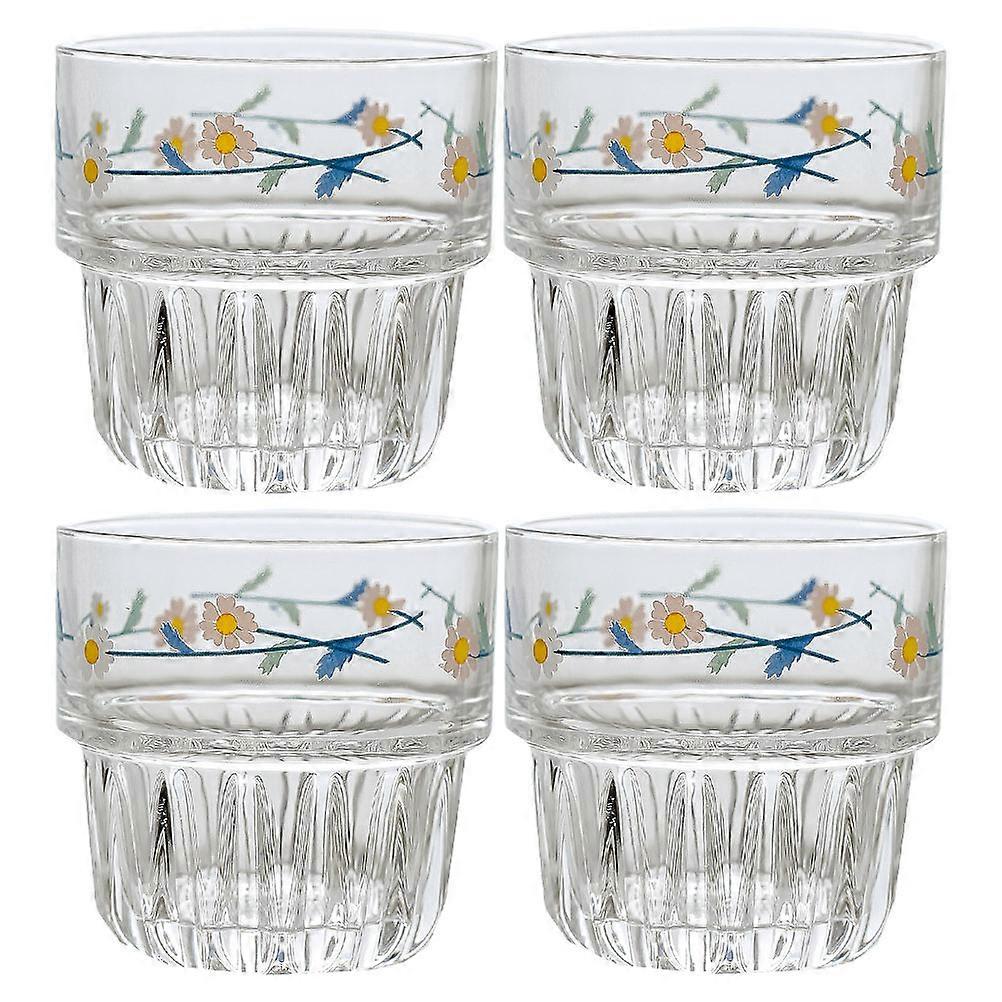 Small Coffee Cups Daisy Design Cup Home Use 4Pcs