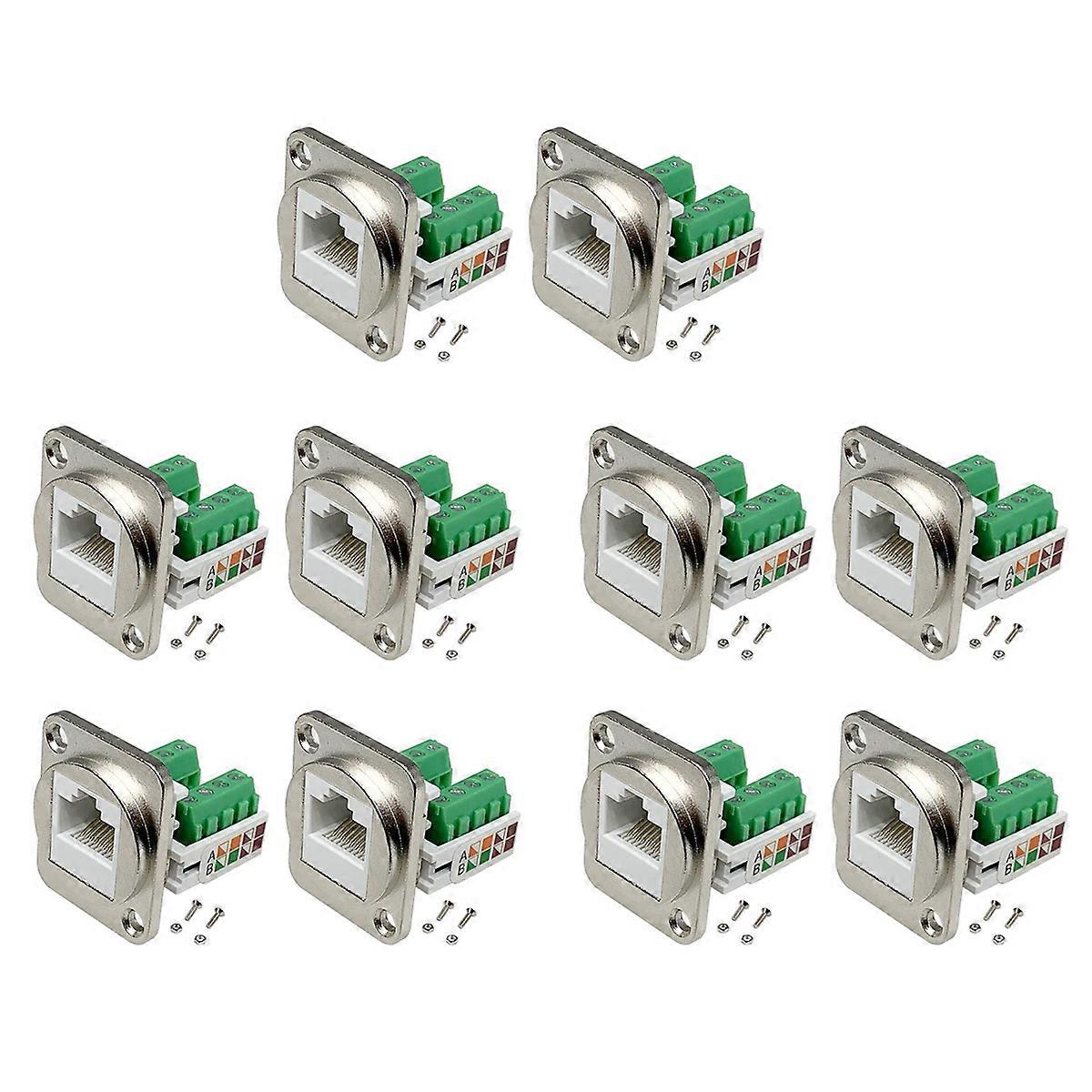 2PCS RJ45 Panel Mount Screw Terminal Adapter