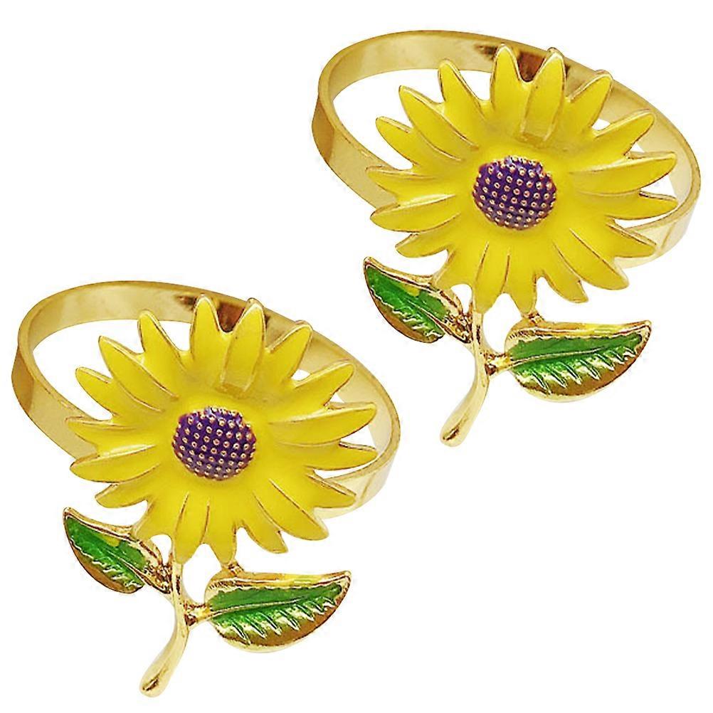 Floral Napkin Holders Decorative Napkin Rings High Grade For Use In Yellow Color 2Pcs