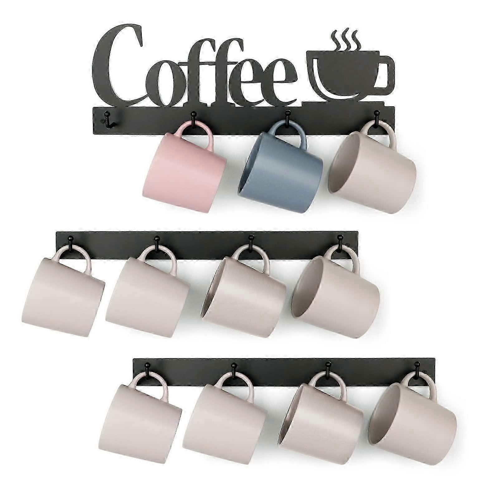 Wall-Mounted Mug Holder with 12 Hooks for Coffee Cups