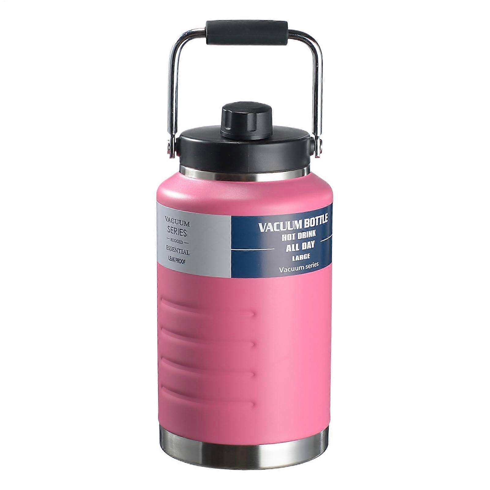 Large Ice Bucket 2L WideMouth Stainless Steel Ice Container with Handle, Drink Cooler Beverage Storage Pink 2000ml