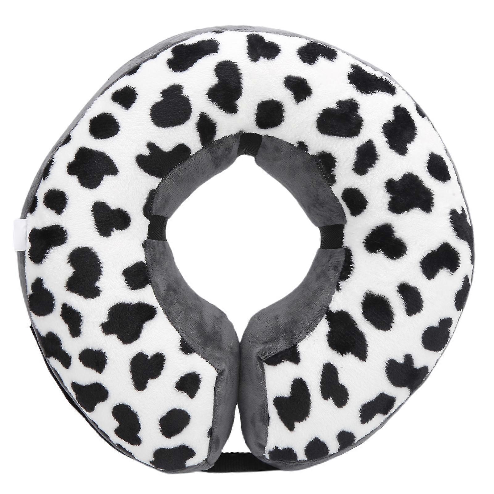 Inflatable Protective Collar Pet Adjustable Wound Surgery Recovery Safety Neck CollarCQLQ05 Cow Pattern with Hook and Loop Strap S