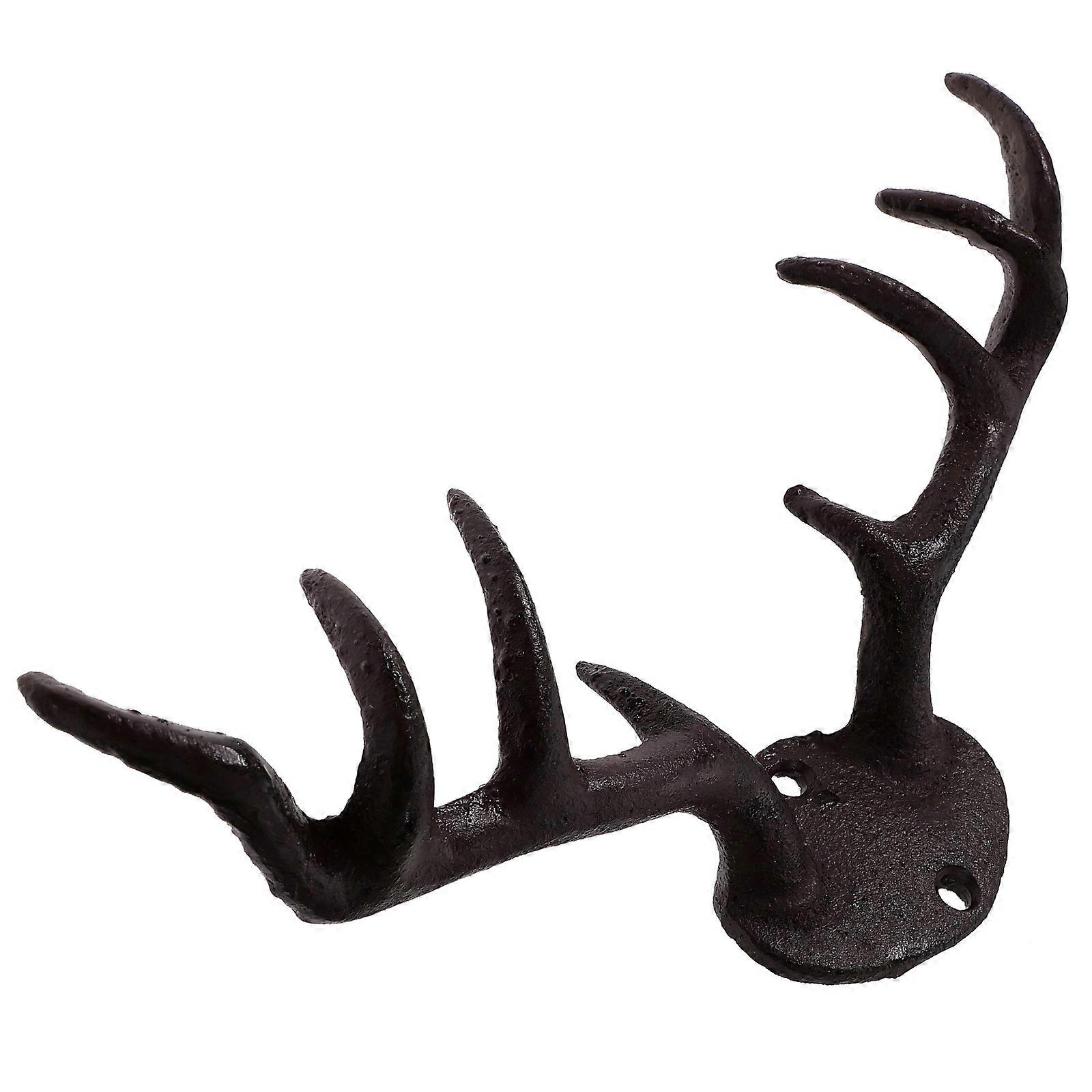 The **Rustic Cast Iron Antler Hook Wall Mounted Coat Hanger** is a charming and functional home organizer that brings a touch of vintage, rustic