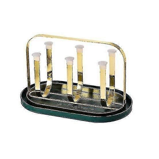6 Cups Mug Glasses Cup Upside-Downdrying Rack Stand With Drain Tray