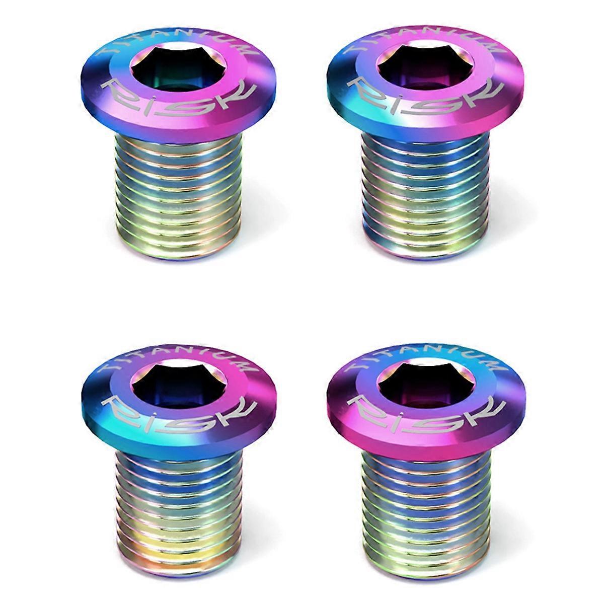 RISK 4pcs Road Bicycle Disc Kit Screws Titanium Alloy Chainring Bolts for Road Bikes 5800 UT6800 R8