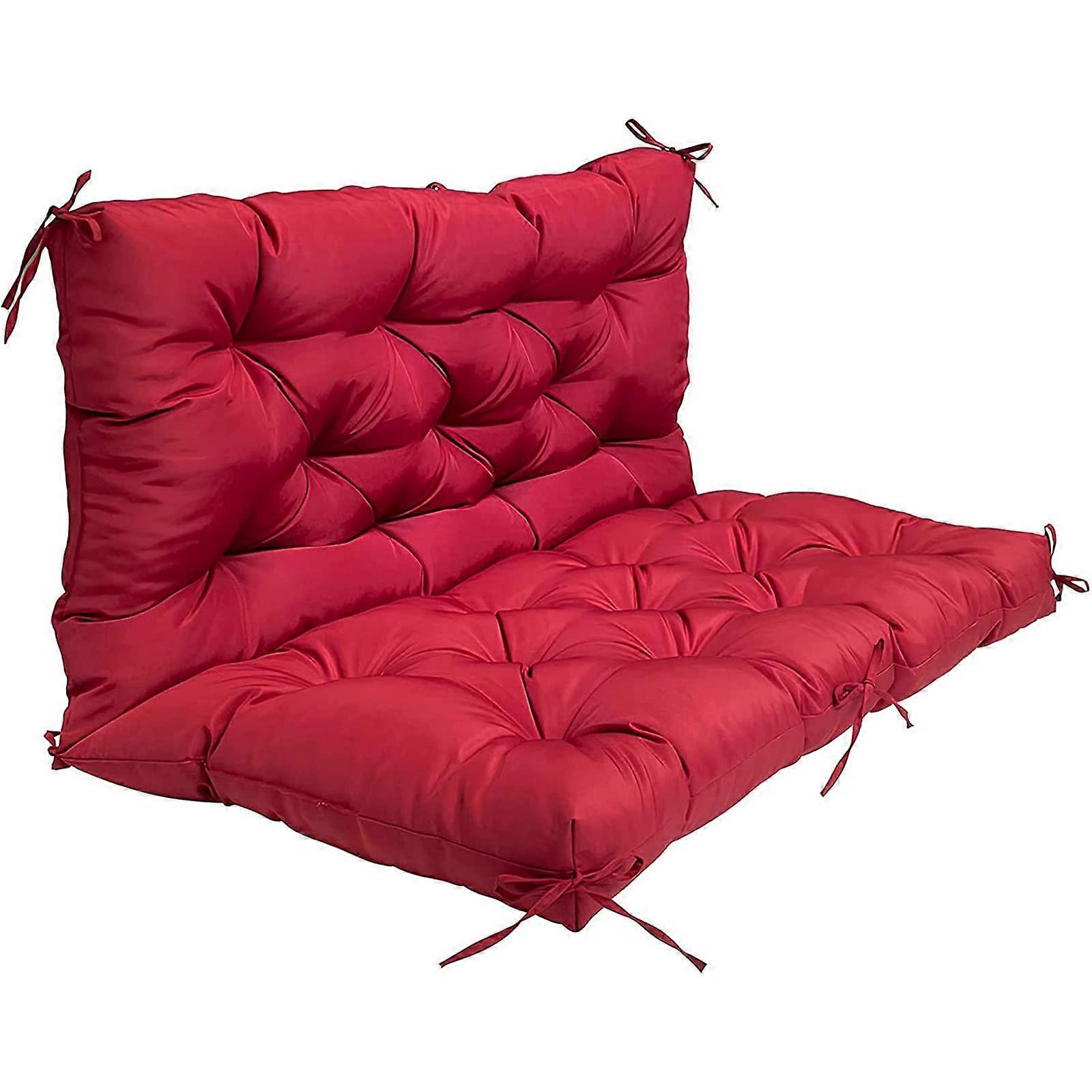 Replacement Cushion for Outdoor Swing, 120cm Water-Repellent Bench Cushion with Ties, Red 2-3 Seater Compatible