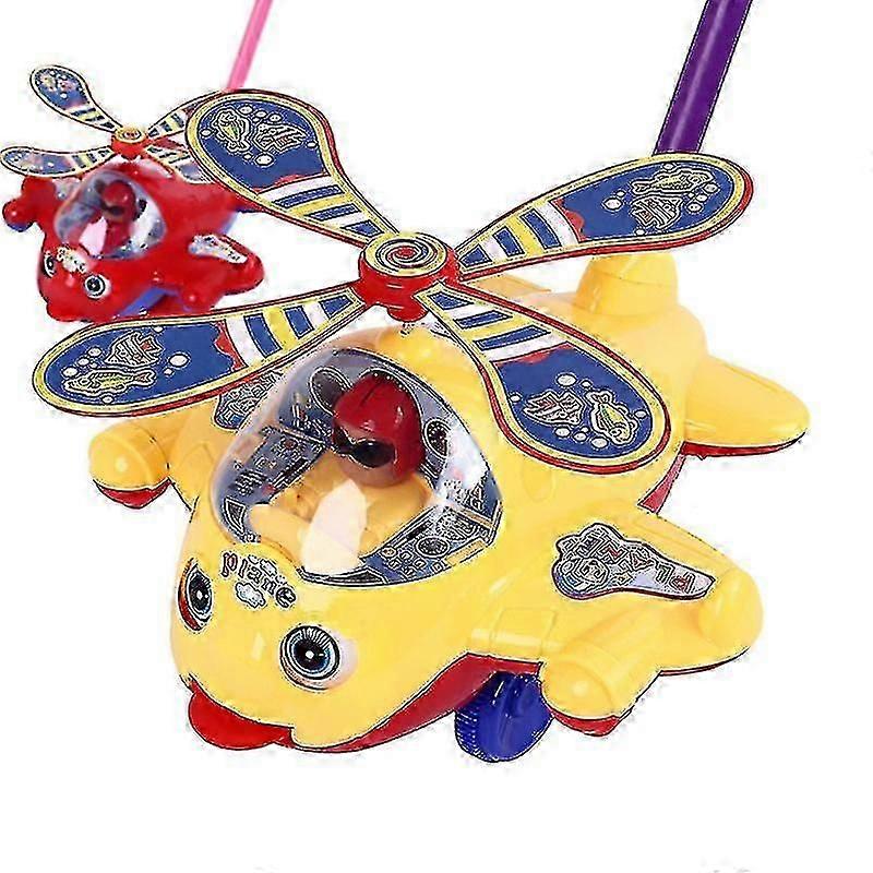 Baby Walker Toy Hand Push Pull Walks Plane Rod Push Cart Single Rod Blink Eyes Drag