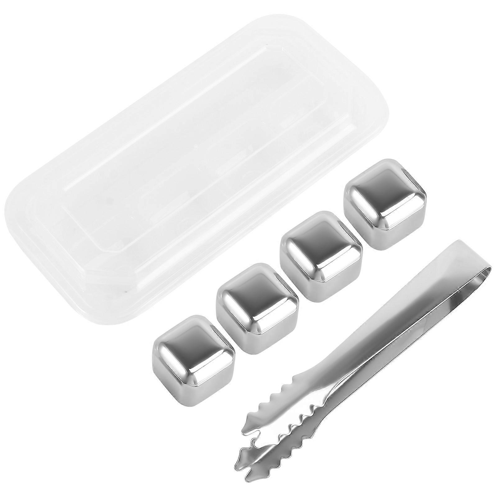Stainless Steel Beverage Cooling Rocks Reusable Cooler 2.6x2.6x2.6cm Silver 1 Set