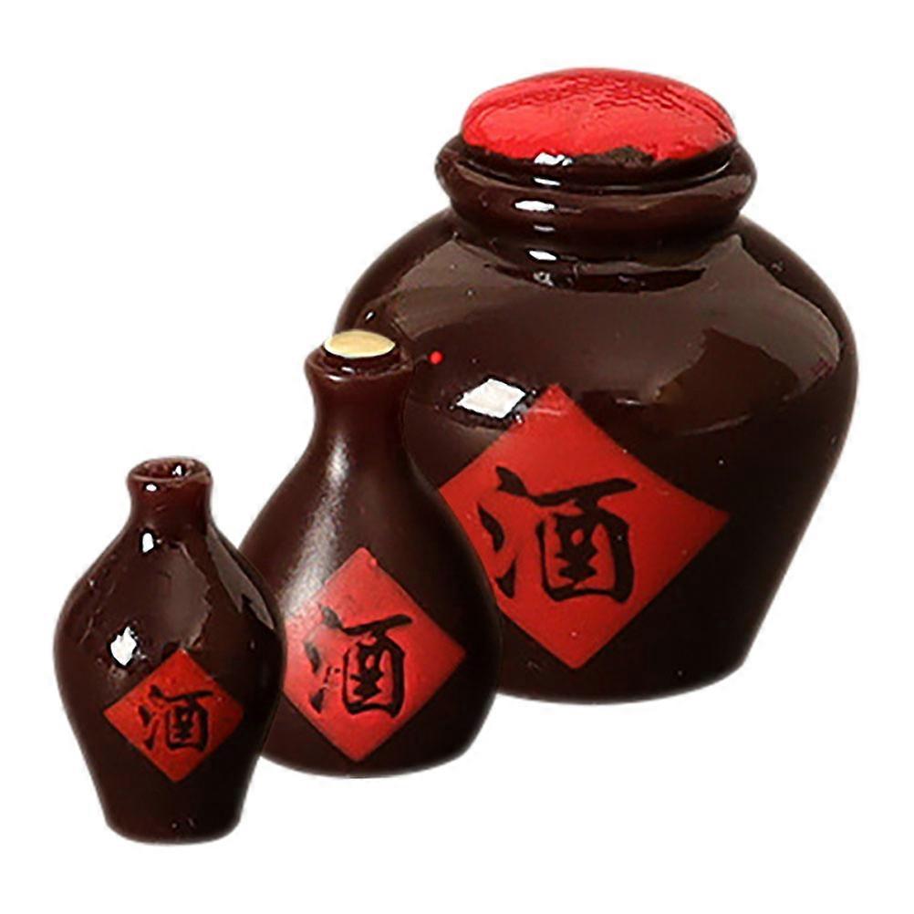 Dollhouse Decoration Accessories Miniature Wine Jars Models Diy Craft Projects 3Pcs