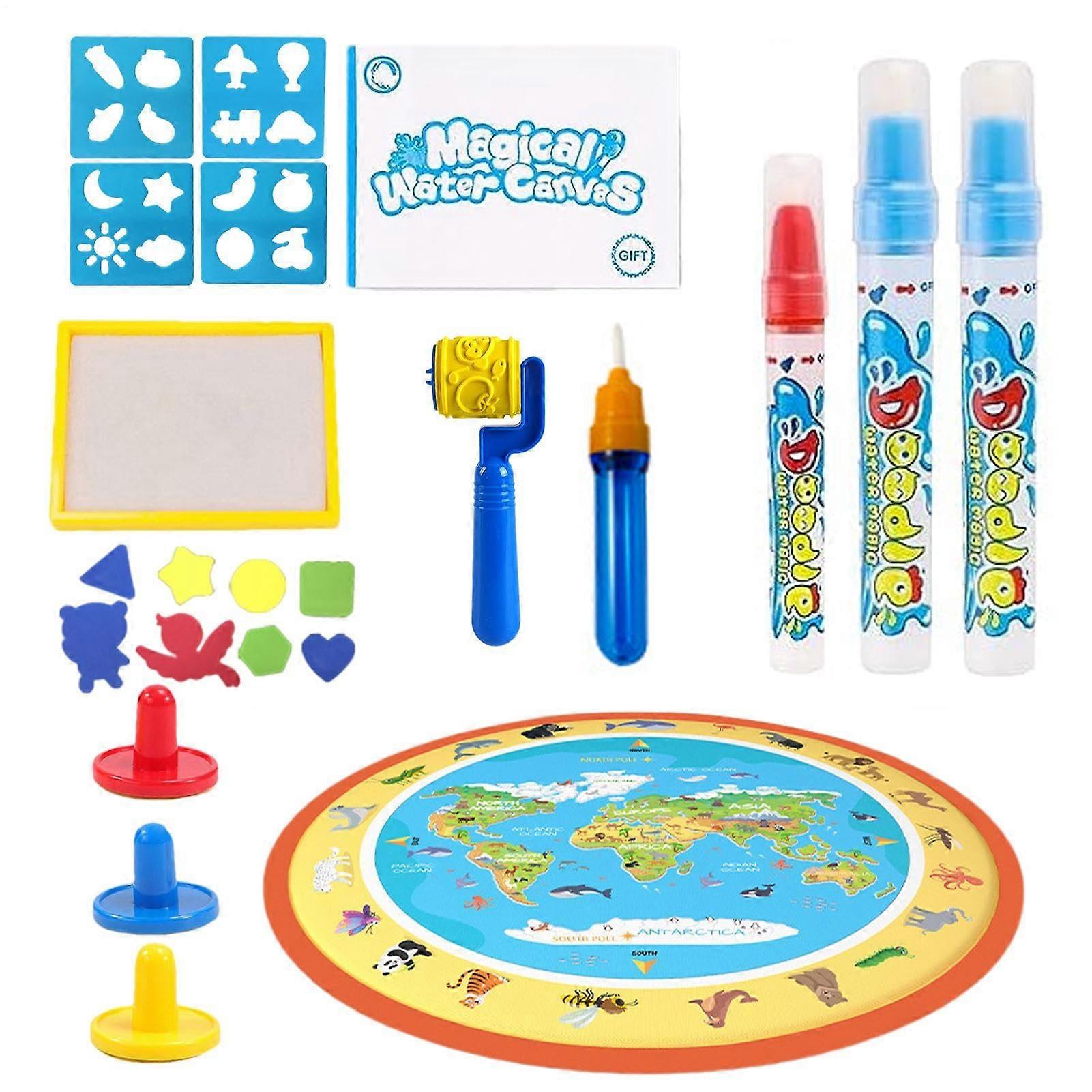 Water drawing mat, large, fun graffiti pad, 80x80cm, reusable, learning toy for kids