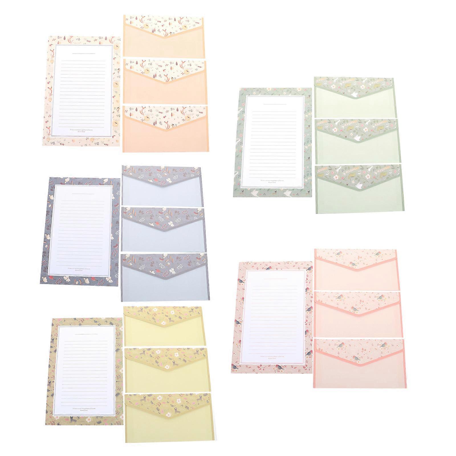 Aesthetic Stationery Writing Paper Set For Personal Letters Square Frame Design Olive Green 5 Sets