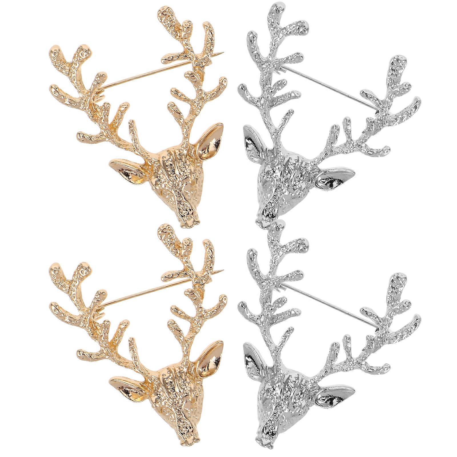 Brosjer Kvinner Tilbehør Hjort Hode Form Legering Bryllup Kostyme Smykker Pin 4 stk