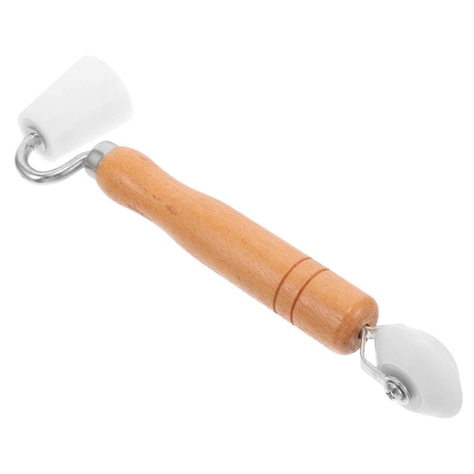 Wallpaper Pressing Wheel Roller With Wood Handle For Homeowners Square Shape Wrinkle Reduction 1Set
