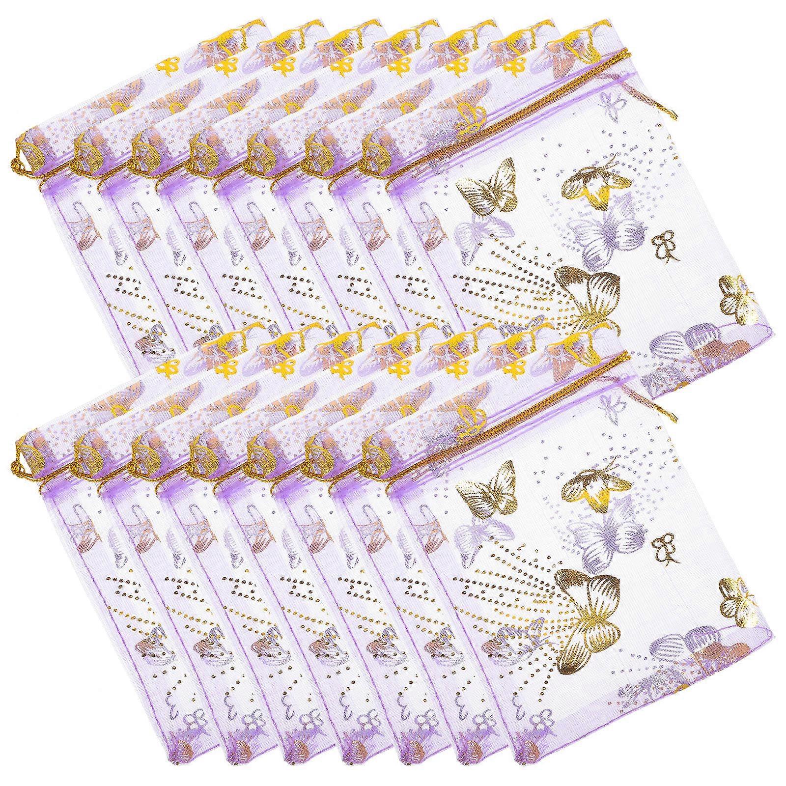 Wrapping Bags For Presents Small present Bags Drawstring Pouches Purple 11.5x10cm Storage 50Pcs