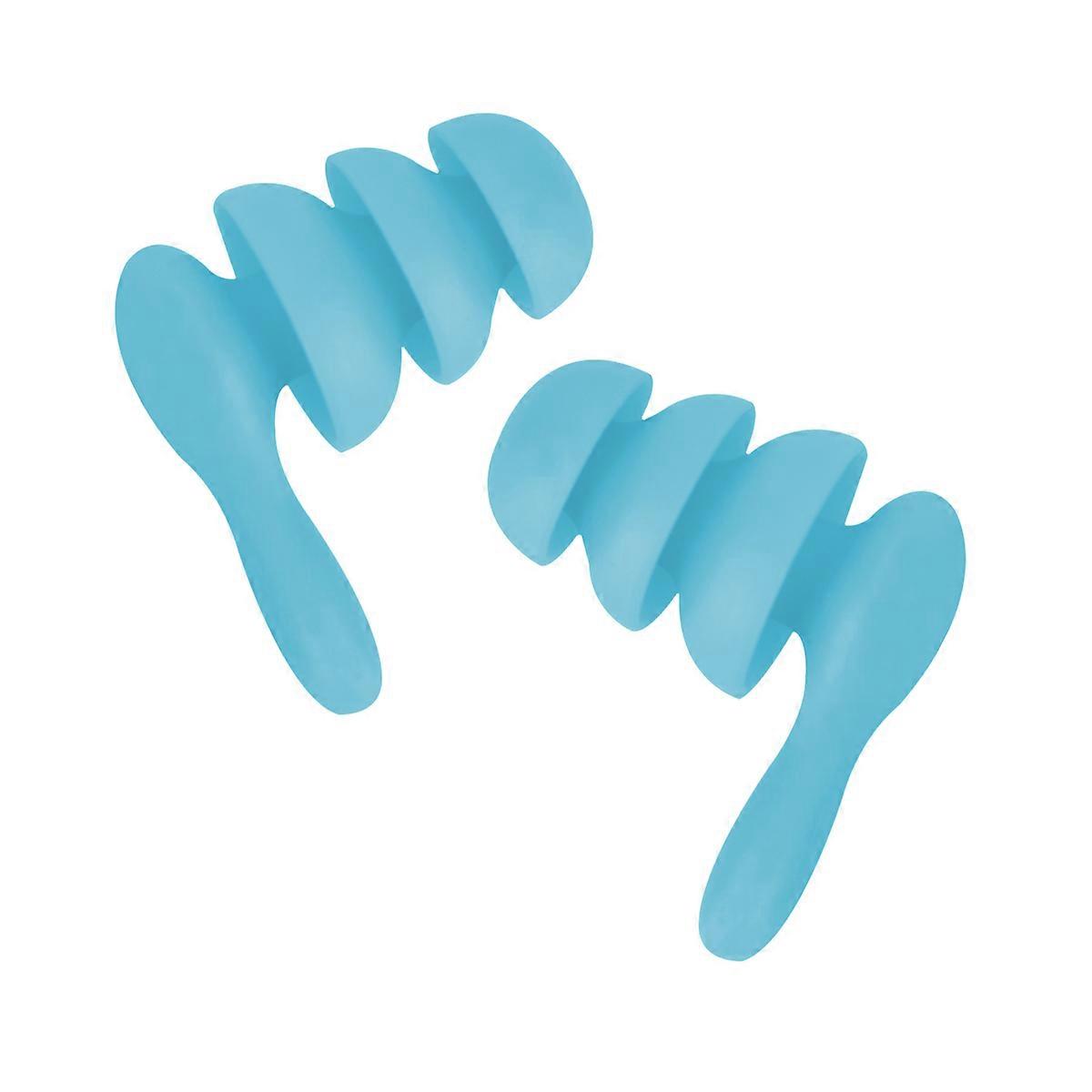 Water Proof Ear Plugs Soundproof for Swimming Studying Subways Blue 2Pairs