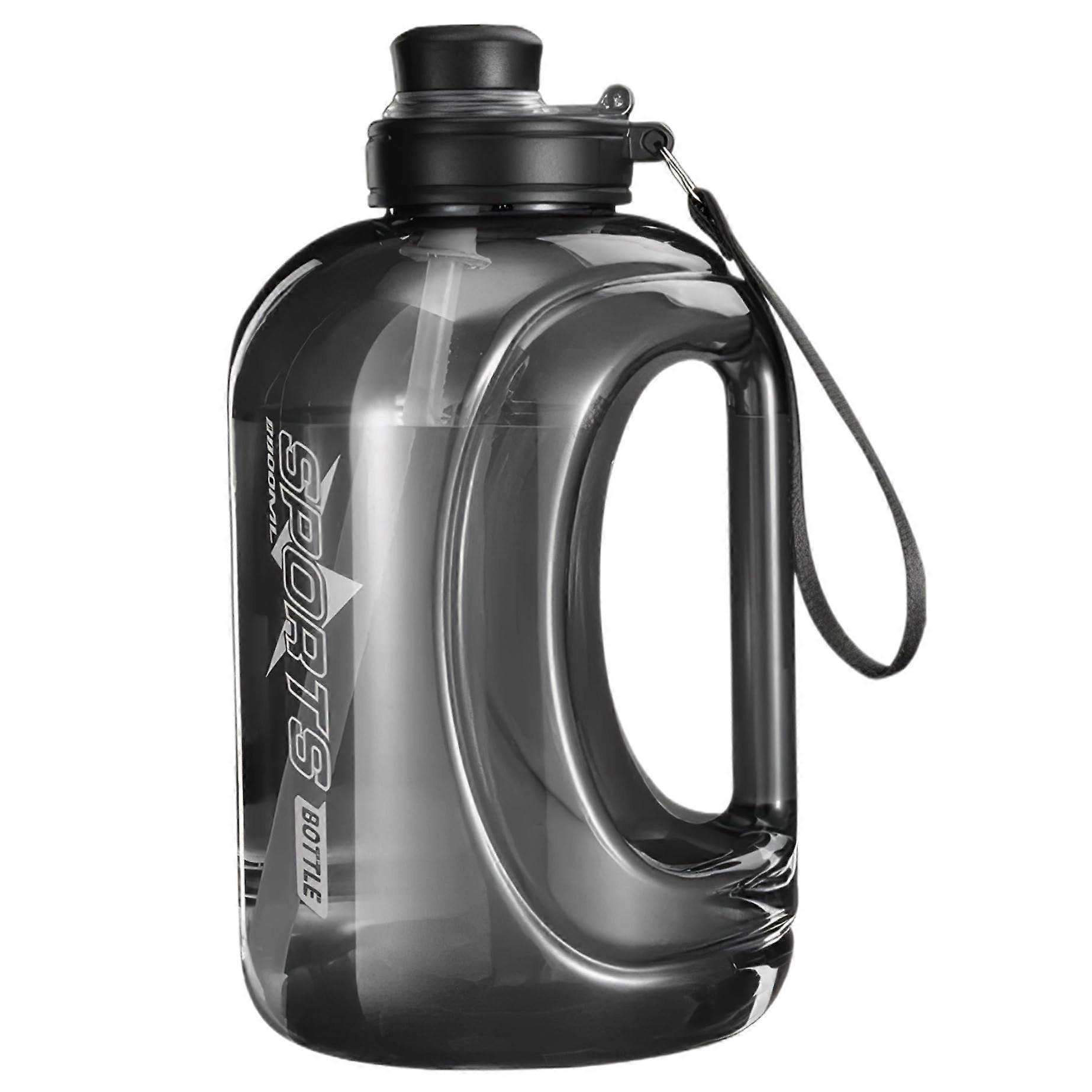 95 oz/2.8 L Sports Water Bottle with Straw, Strap, and Handle – Large Dusty Spot Design for Gym, Hydration, and Outdoor Activities – Black Color.