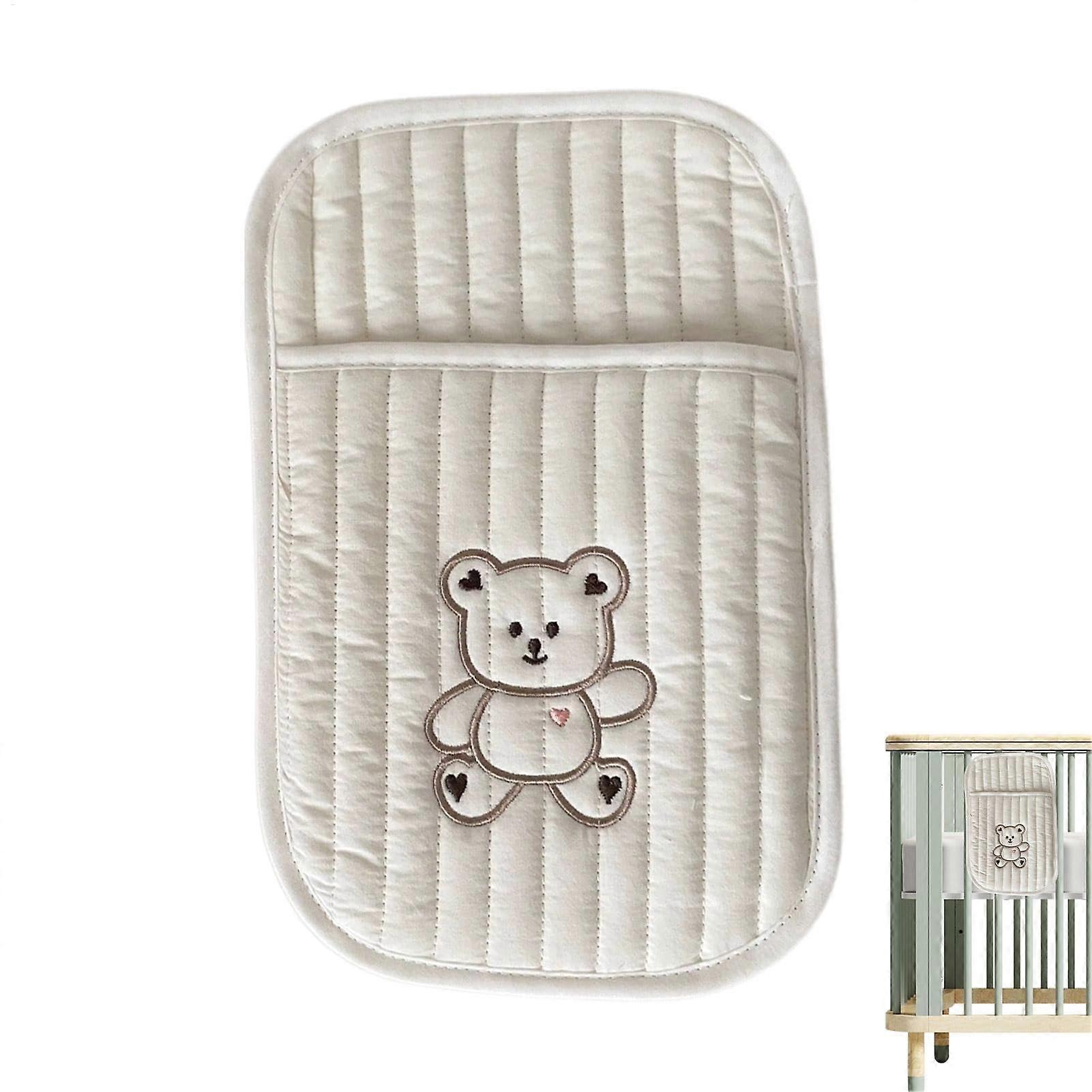 Cotton Bedside Storage Organizer, Multi-Purpose Nightstand Bag for Kids' Beds, Diaper Holder and Stroller Accessory
