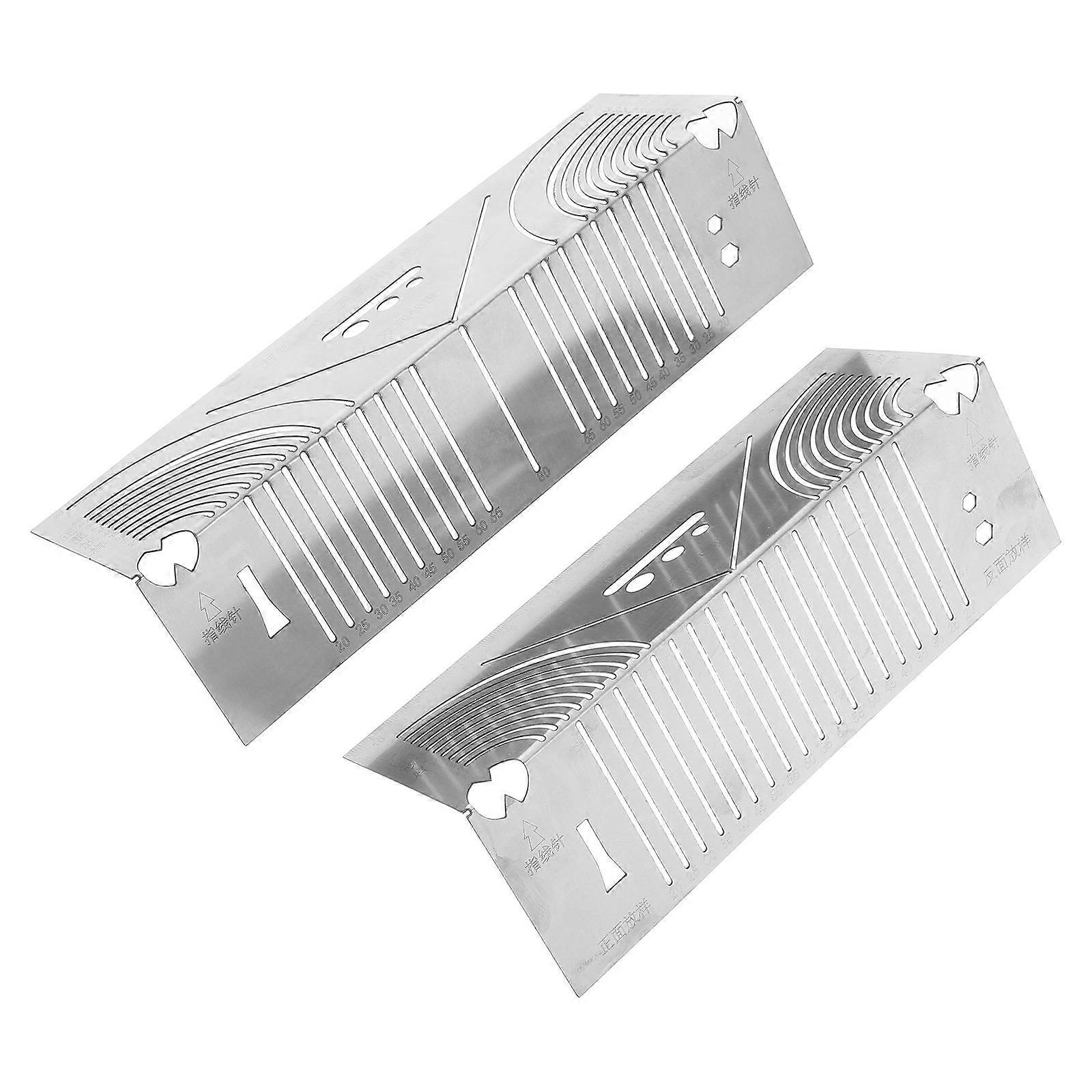 Engineering Ruler Multifunction Angle Ruler Tool Woodworking Metal Precision Ruler Silver 2Pcs