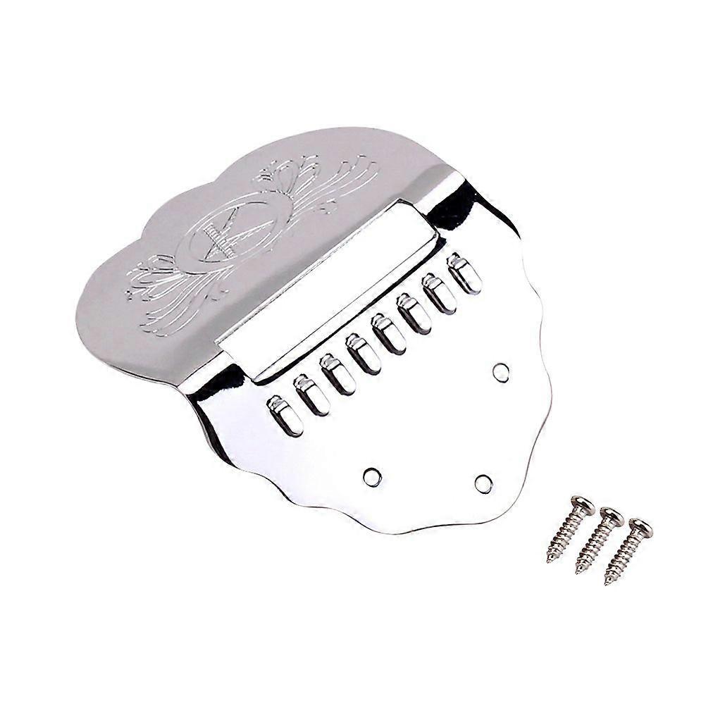 K Word Scalloped Metal Mandolin Tailpiece Parts for 8 String Mandolin Guitar QB02 (Silver)