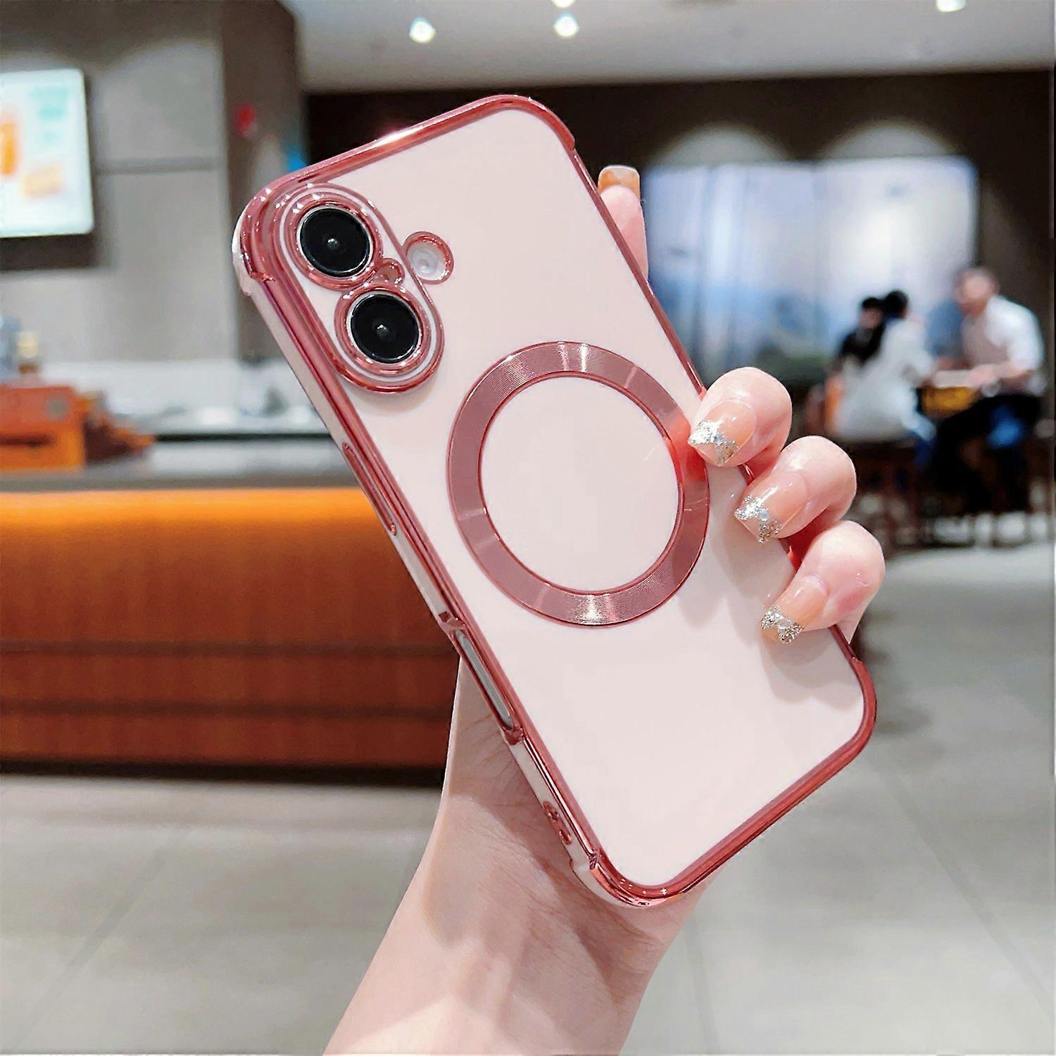 For iPhone 16 Case Compatible with MagSafe Electroplating TPU Phone Cover