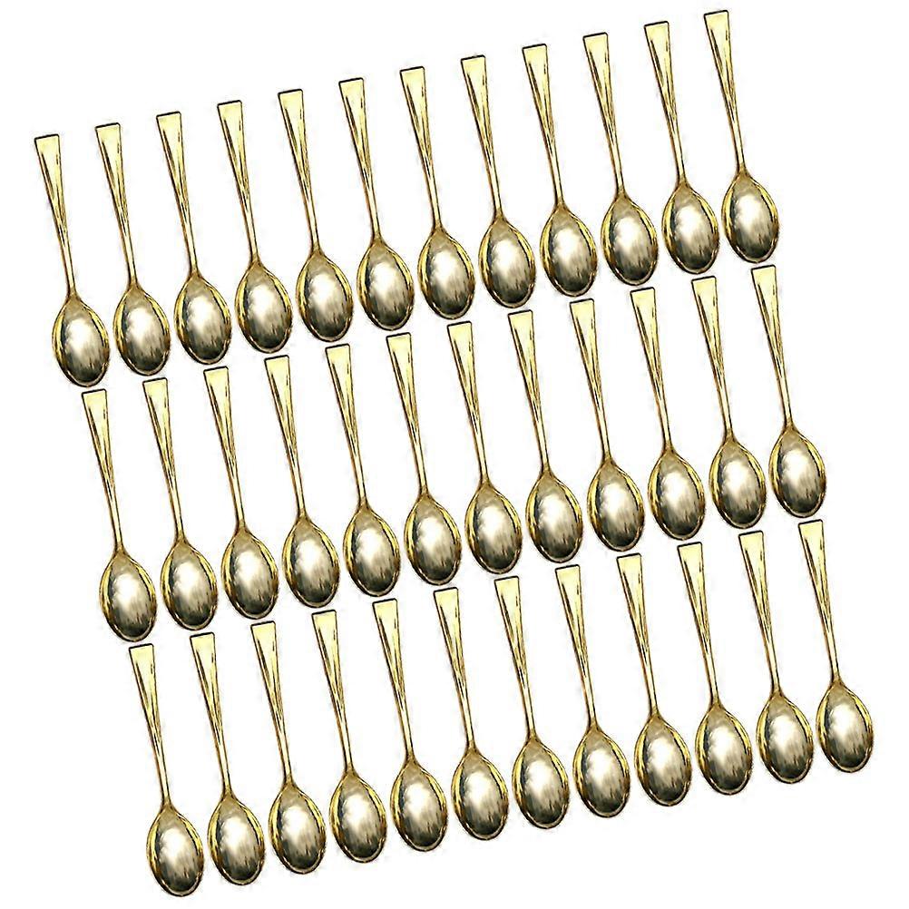 Golden Reusable Plastic Party Spoons for Dessert Cake Ideal for Home and Events 100pcs